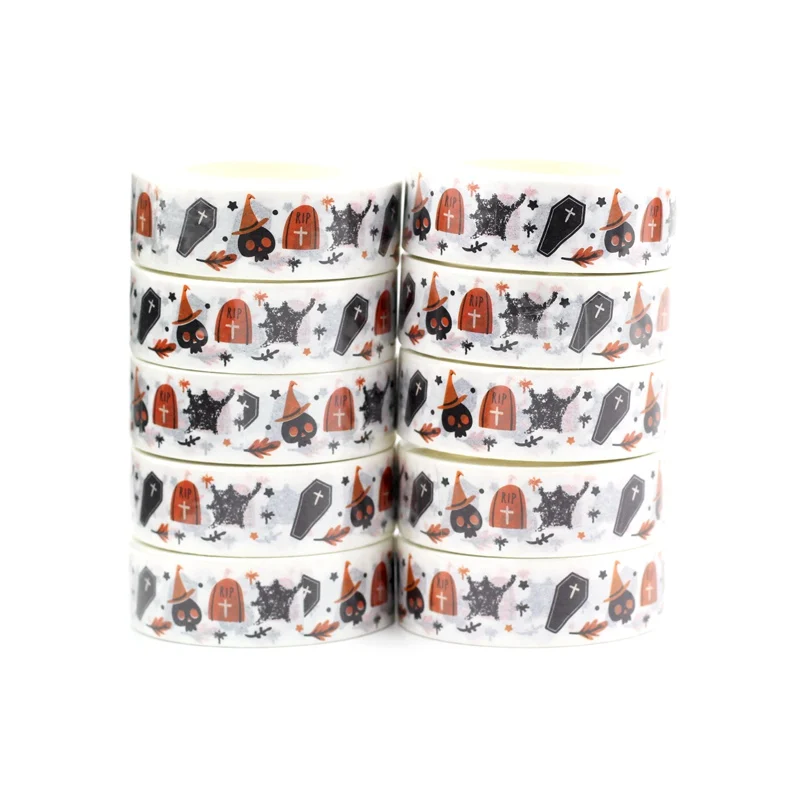 10pcs/Lot Decorative hat RIP Orange Stars Halloween Washi Tapes Journaling Adhesive Masking Tape office supplies cute stationery