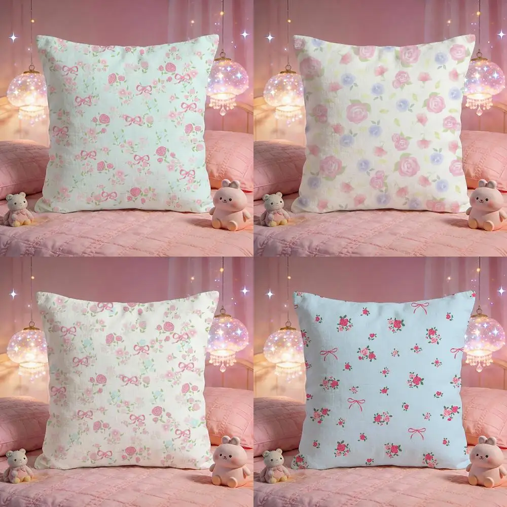 Ditsy Floral Cushion Cover Premium Comfort Reversible Pillow Cove -Two in One Design for Any Room & Car Interior