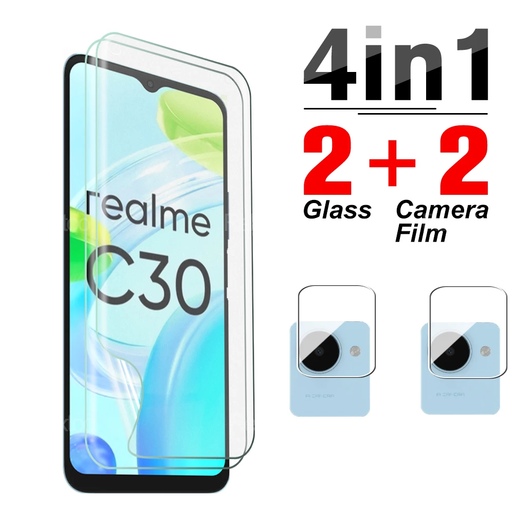 Гидрогелевые пленки 4 в 1 с мягким полным покрытием для Oppo Realme C30 C30s C35 C31 C21 C25 C25s C11 2021 пленки для камеры линз пленки для защиты экрана
