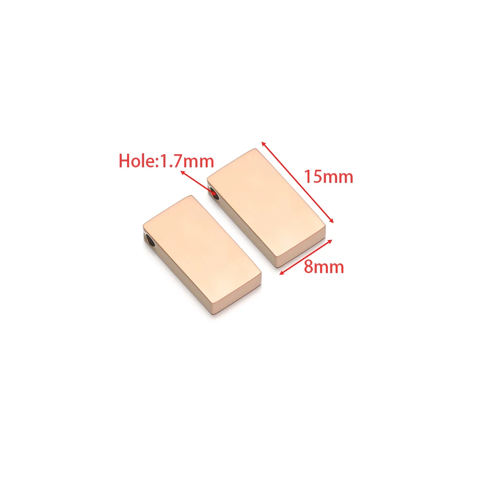 5Pcs Stainless Steel Rectangular Block Beads Hole Bead Spacer Beads for DIY Jewelry Making Necklace Bracelet Components 8x15mm