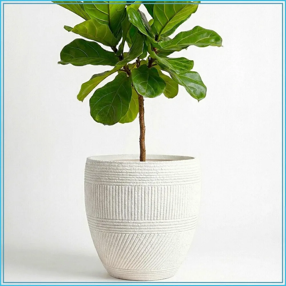 15 Inch Textured Drum Planter - Handmade Fiberglass Composite