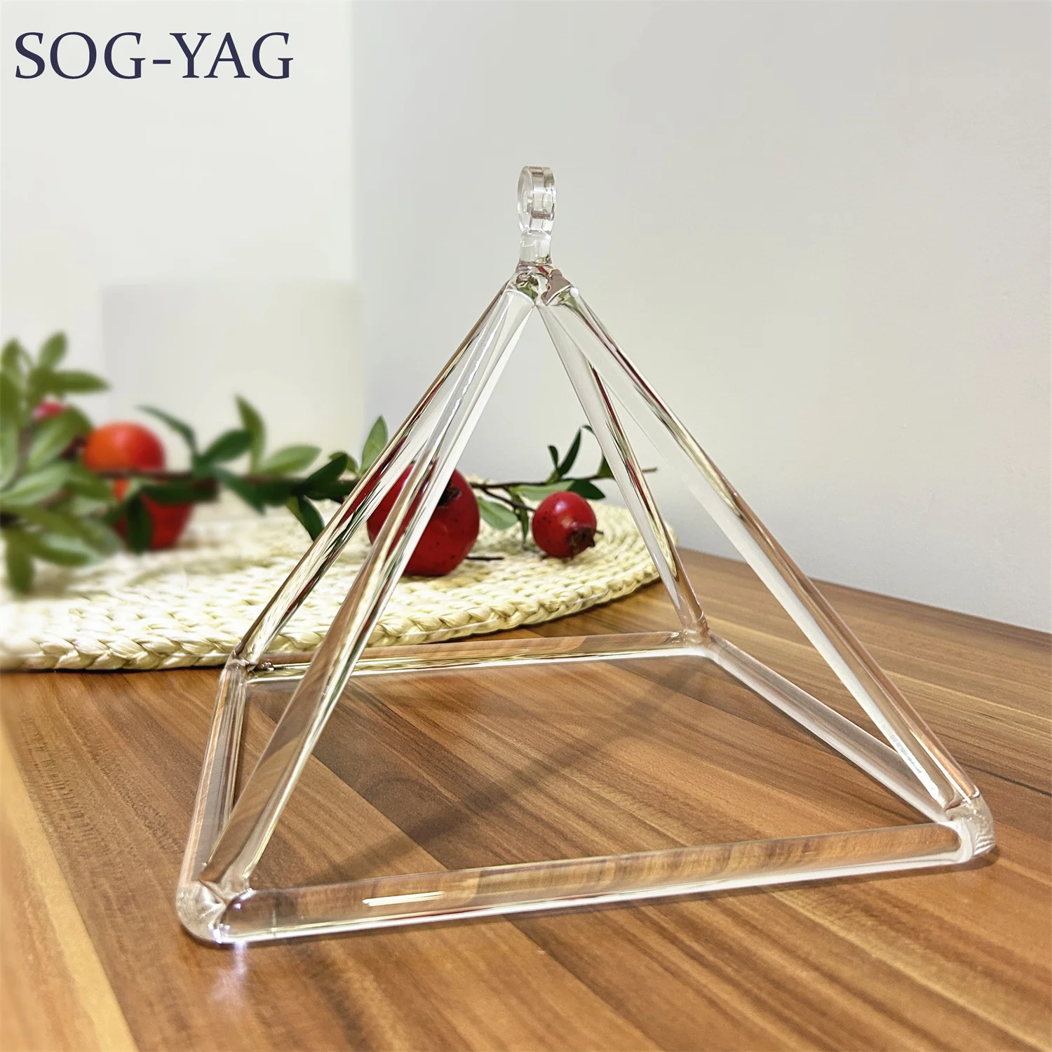 

SOG-YAG 6/7/8 Inch Clear Crystal Singing Pyramid for Sound Healing Yoga Releax with Free Mallet