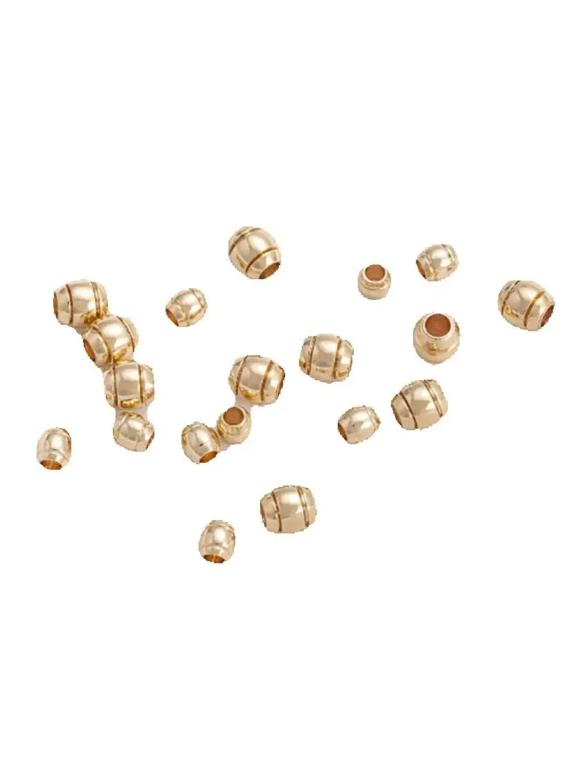 

14K Gold Wrapped Bead Large Hole Rice Shaped Bucket Separated Bead Handmade Loose Bead DIY Bracelet Necklace Jewelry Accessories