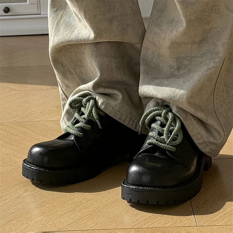 Men's Thick Soled Leather Shoes Fashion Designer's New Style Trendy Outdoor Party Black Youth Quality Hot Selling Shoes New_voghion.com