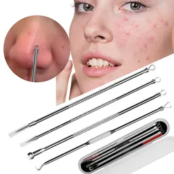 4Pcs Blackhead Acne Remover Set Removal Tools Beauty Skin Care Pore Cleaner Acne Needle Pimple Stainless Steel Pimple Needles