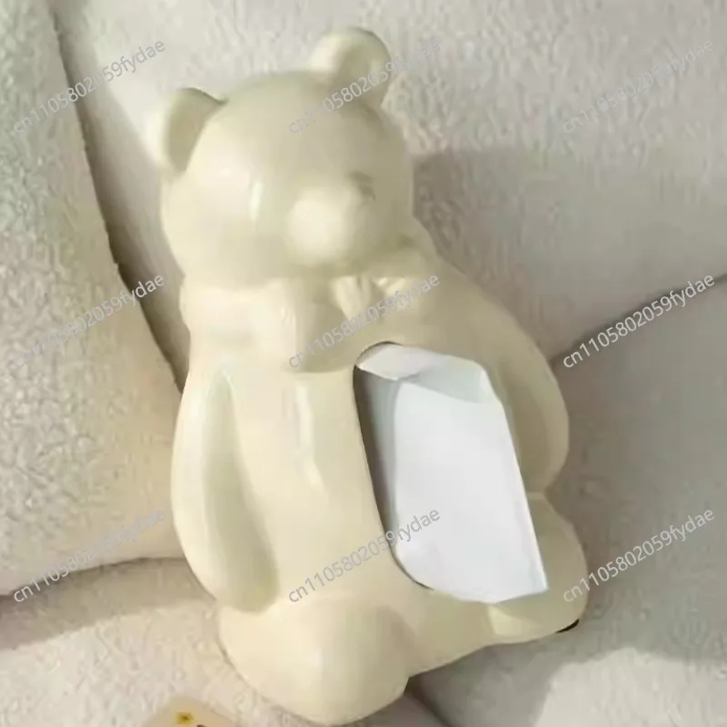Candy Bear Pumping Carton Ornament Ceramic Tissue Pumping Storage Hug Bear Cream Wind Home