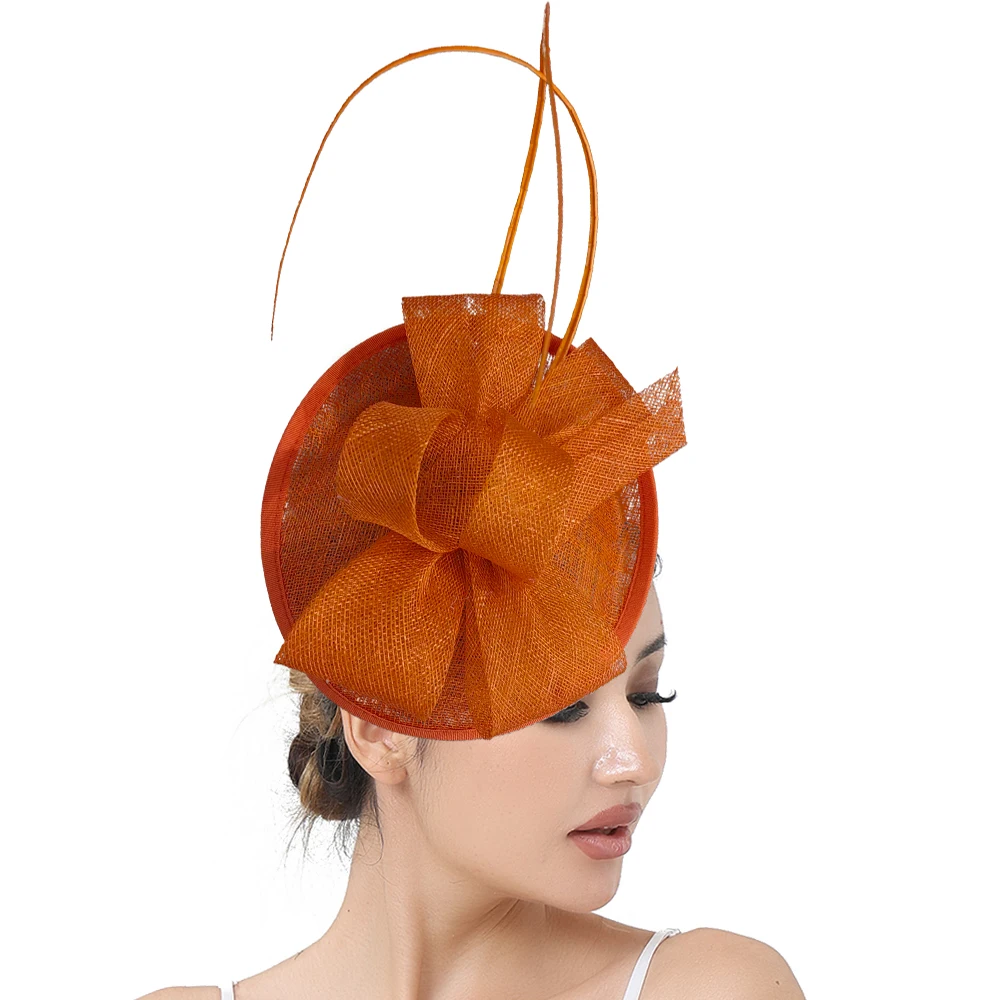 Women's High-Quality Sinamay Millinery Cocktail Hat Fascinator Headwear with Feather Clips for Race Church Bridal Events