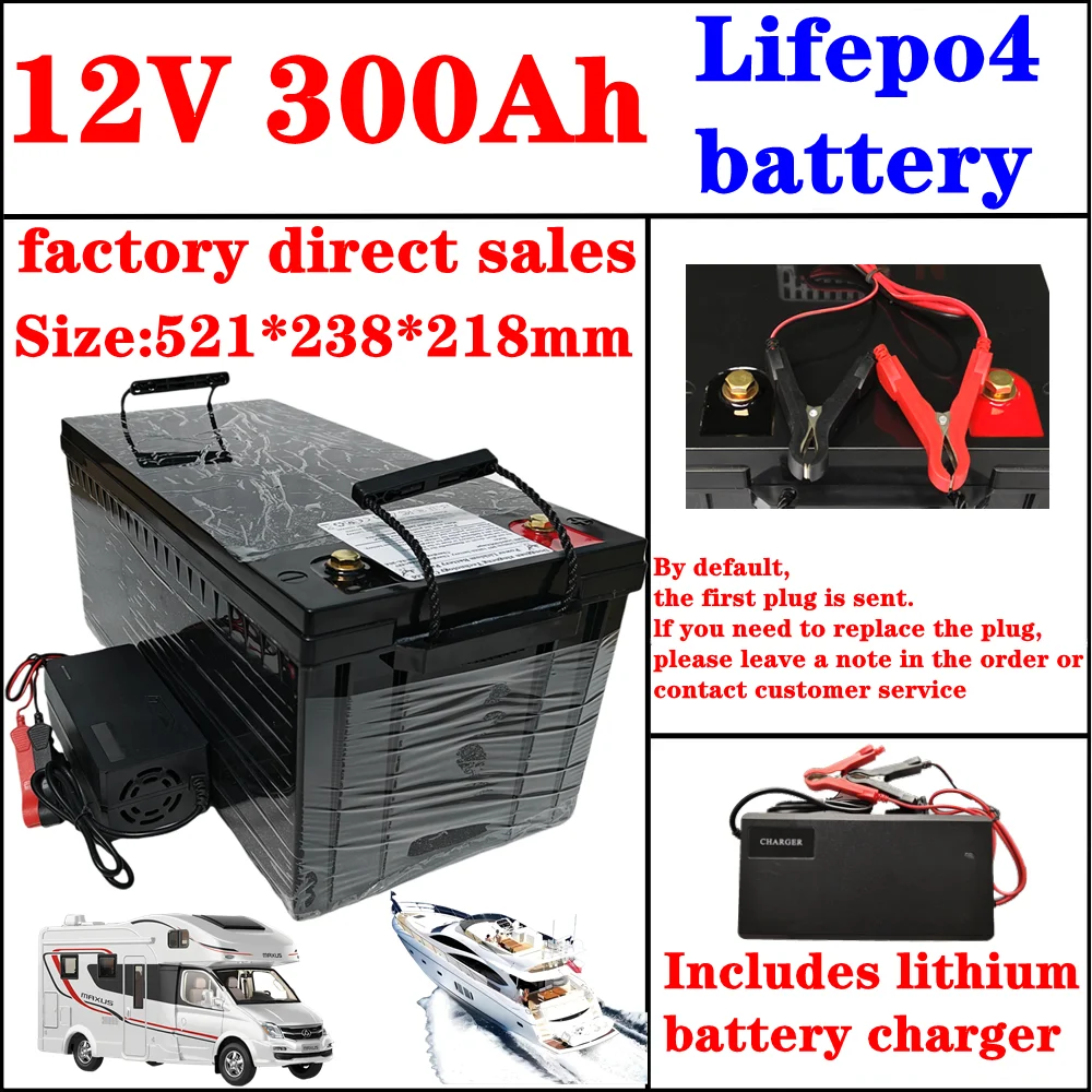 12V 300AH Lifepo4 lithium battery 12.8V 300Ah Batteries for replace Lead acid replace inverter Base station boat AGV RVs