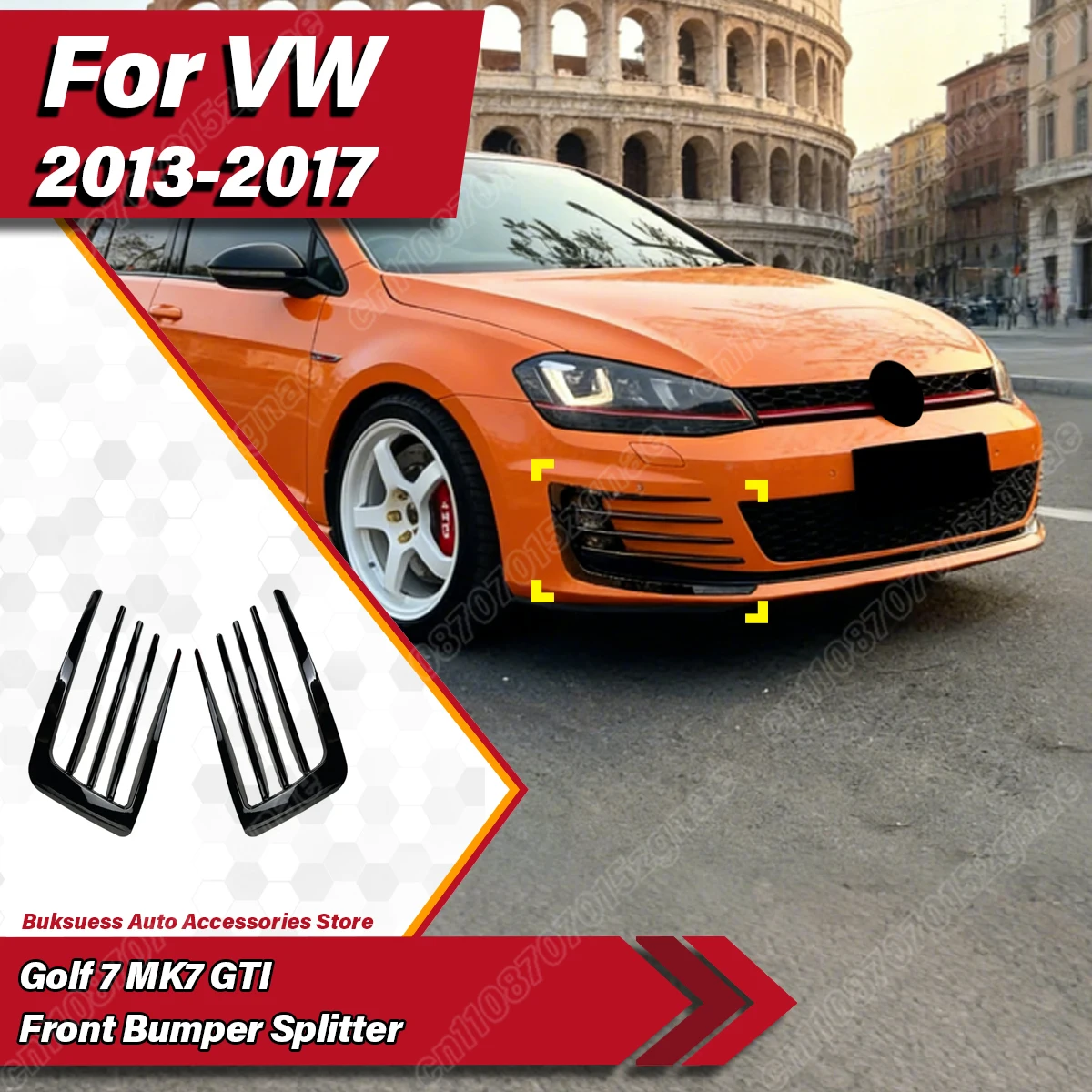 

Для Volkswagen Golf 7 MK7 GTI 2013 2014 2015 2016 2017 Автомобильный передний бампер, нижняя решетка, вентиляционное отверстие, нож для ветра, комплект модификации кузова