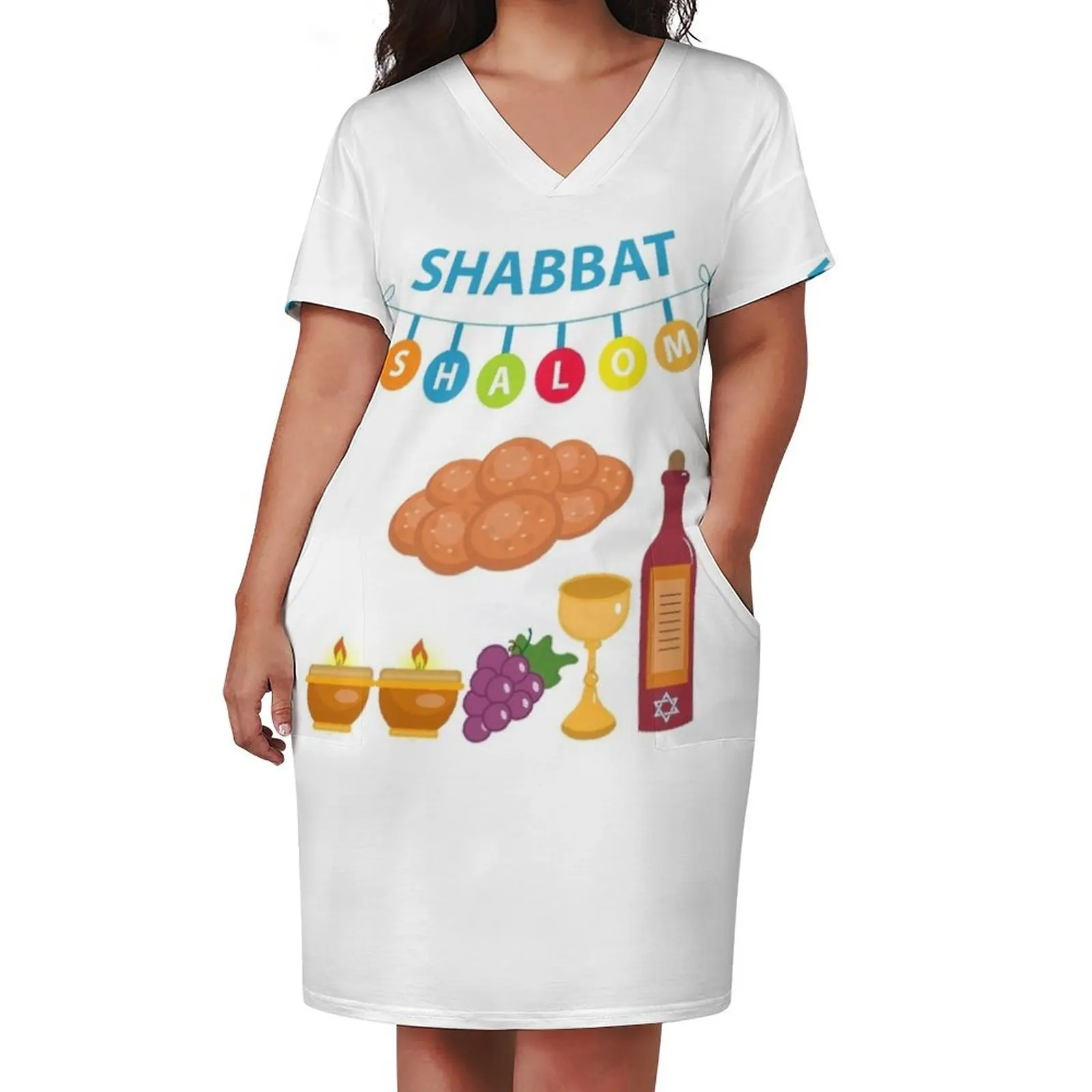 Hebrew Israelite Clothing True Hebrew Shabbat Shalom TShirt Loose Pocket Dress summer dress Elegant gowns dresses for women