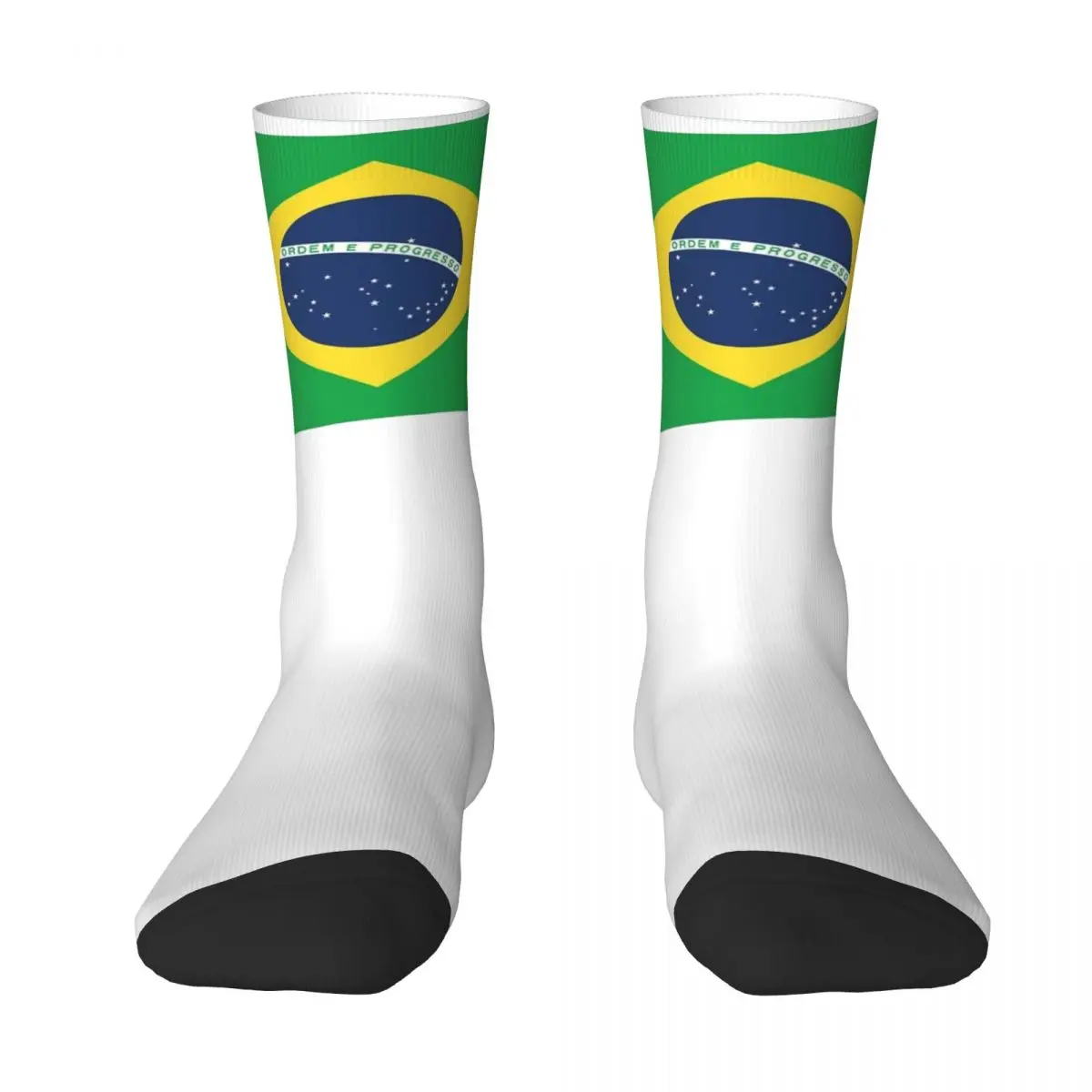 Meias masculinas com bandeira brasileira, meias casuais de alta qualidade, esportes ao ar livre, design antiderrapante, presente de ideia, outono