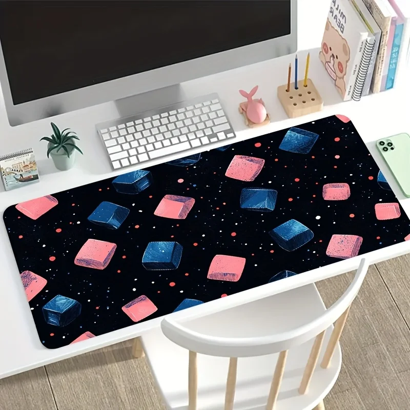 Large Starry Sky Block Gaming Mouse Pad Non Slip Washable Rubber Base Pink Blue Desk Mat Desktop Decor For Office Computer