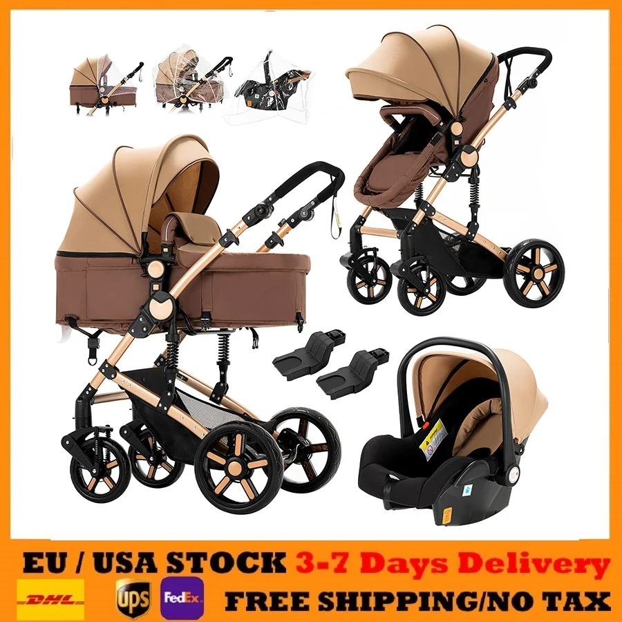 

Travel System Stroller Baby Stroller 3 in 1 Foldable Stroller Baby Accessories Stroller with Storage Basket Car Seat for Newborn