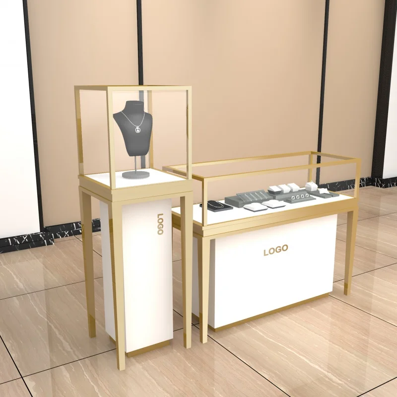 Custom, Design Luxury Retail Store Display armadi colorati chiosco vetrina gioielli in metallo di vetro