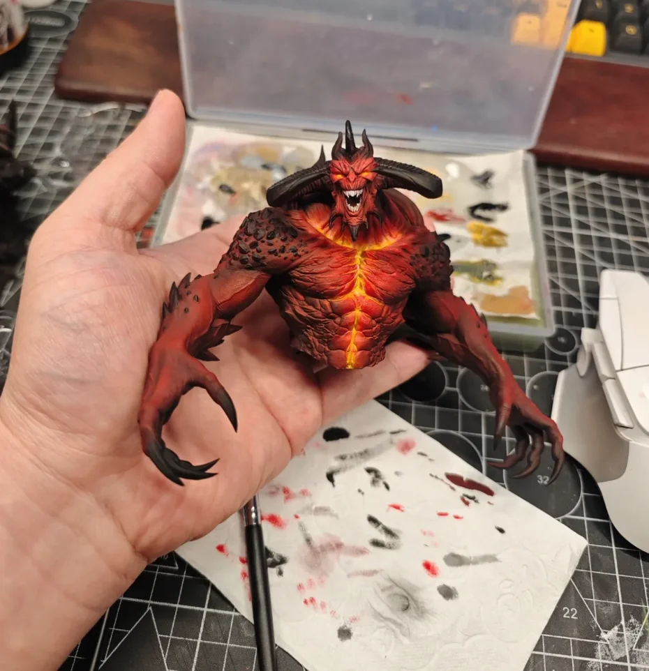 1PC Hell Demon Lord Diablo 3D High-precision Resin Printed Model Split Parts for White Model Kits DIY Coloring Self-assembly view 3