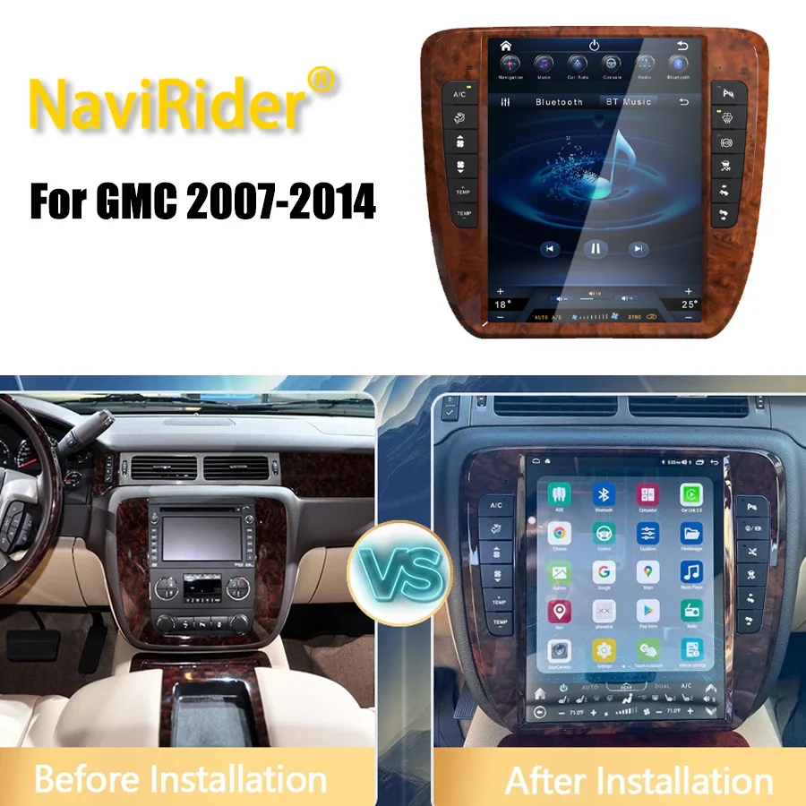 

13-дюймовый автомобильный радиоприемник с экраном QLED на Android 13 для GMC Yukon, Chevrolet Tahoe, Silverado 2007-2014, видеоплеер, CarPlay, стерео, навигация