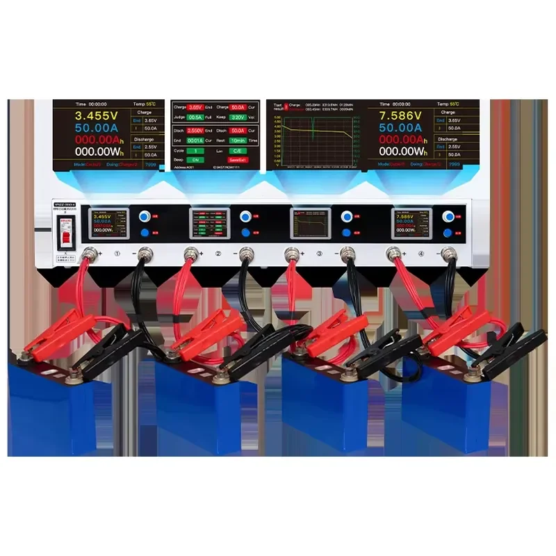 4 Channel 5V 50A Lithium Battery Capacity Tester Analyzer For LifePo4 Cell Testing Equipment High Precision Diagnostic Tool