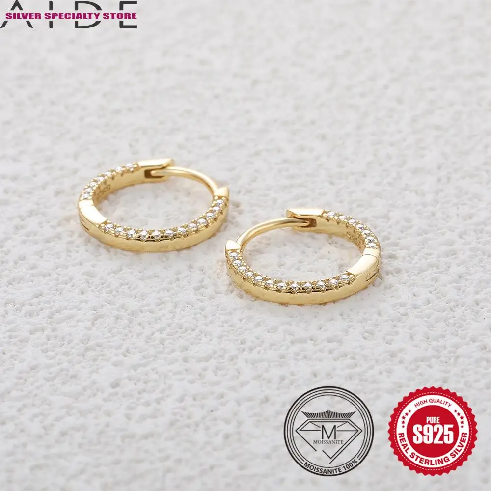 AIDE Classic Omni Strap Mossan Stone Diamond 925 Sterling Silver Hoop Earring for Women Wedding Party 2023 Trend Jewelry Gifts