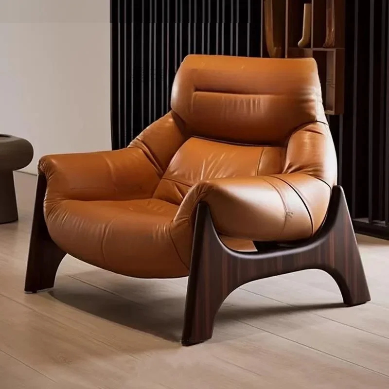 Italian Recliner Chair Balcony Designer Brown Single Relaxing Chair Modern Comfy Sillones Para Sala De Estar Room Furniture