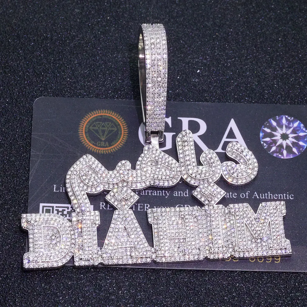

ESKEEM Personalized Customization Iced Out Letter Pendant Hip Hop Jewelry 925 Silver VVS Moissanite Diamond Logo Pendant