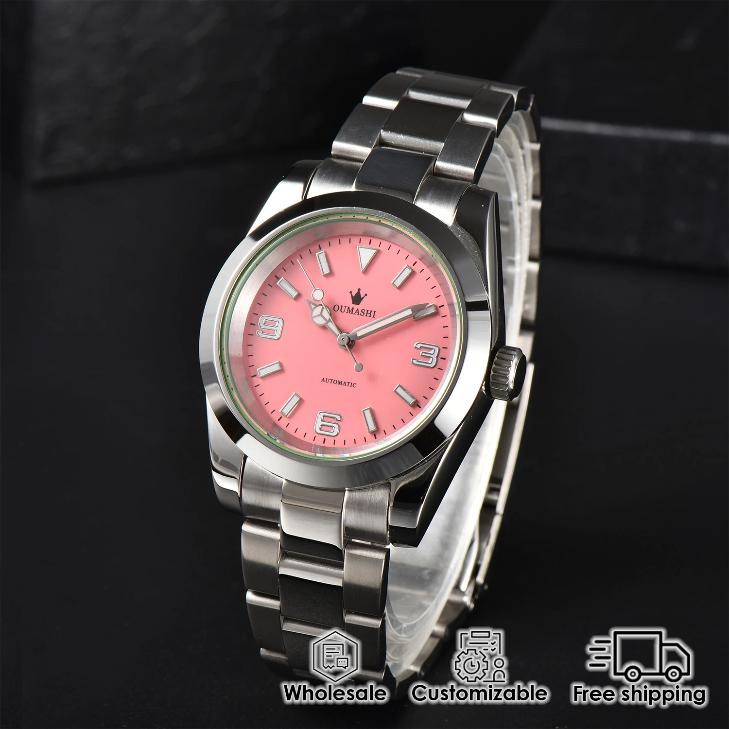 39 مللي متر/36 مللي متر زوجين NH35 ساعة كلاسيكية موضة تاريخ عرض مضيئة مقاوم للماء الياقوت الكريستال تخصيص هدية ساعة معصم