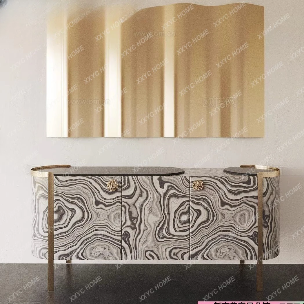 A  solid wood dining side cabinet  retro flower porch cabinet