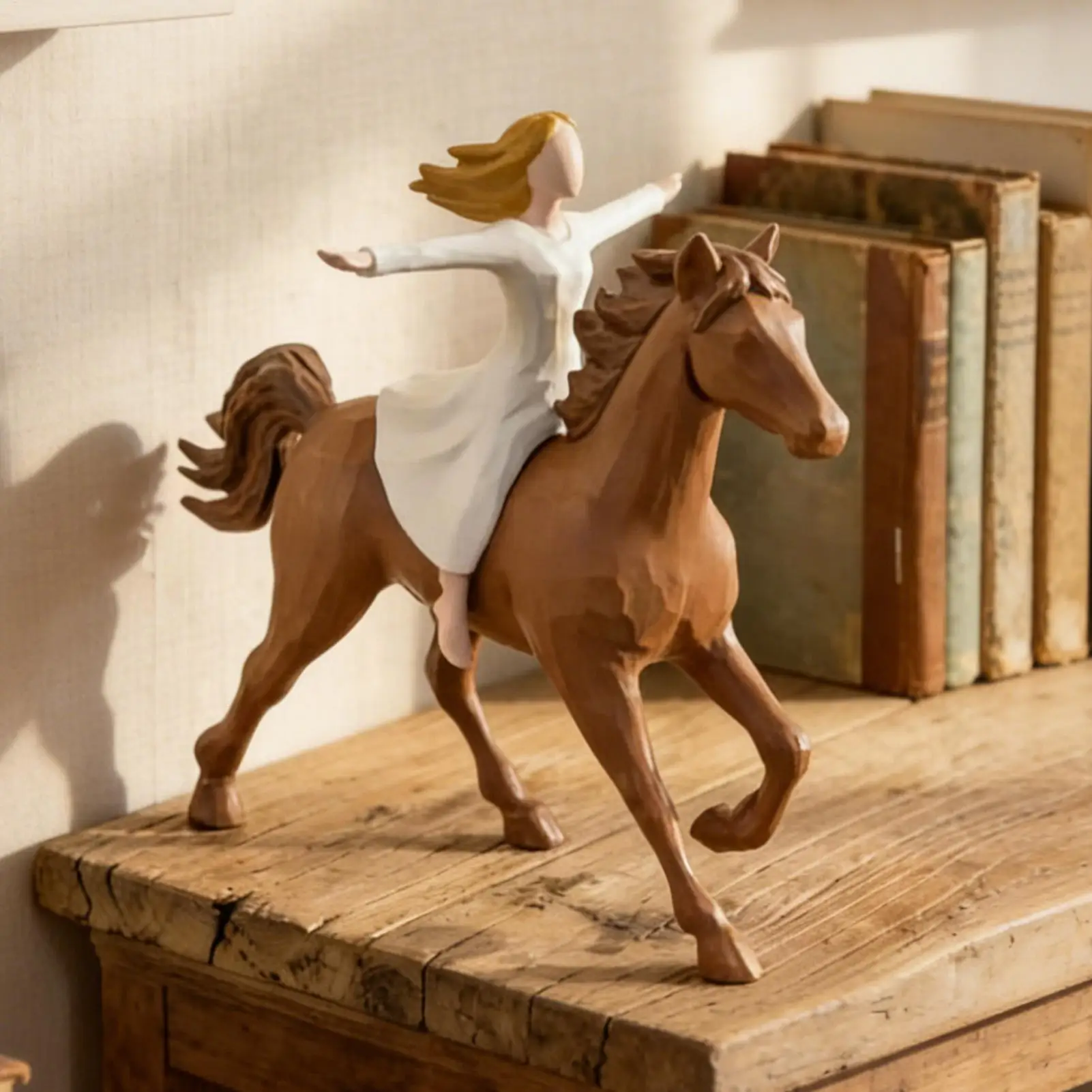 Resin Girl Riding A Horse Figurine Horse Playset Animal Figurines Realistic Riding Girl Figurine With Horse Toy Horse Figurines