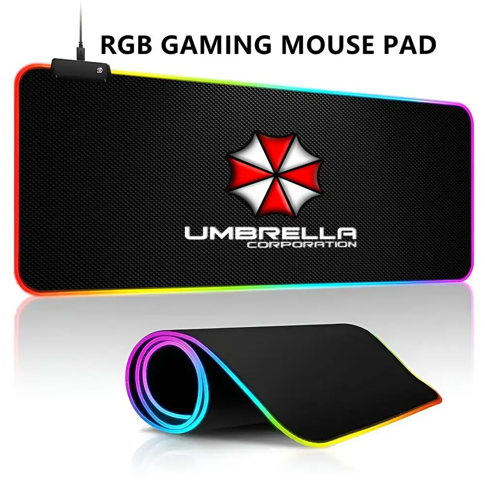 

Resident Evil Mouse Pad RGB LED Light Gaming Mousepad Waterproof Large Gamer Mouse Carpet Big Mause Keyboard Pad PC Desk Play M