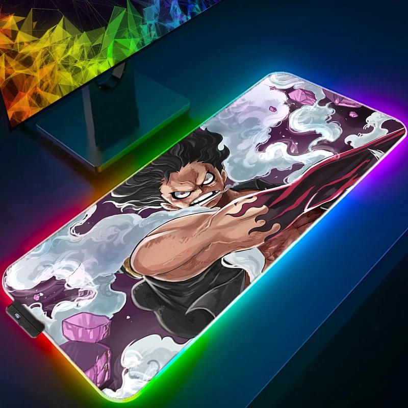 

RGB LED Mouse Pad Office Desk Mat One Piece Luffy Computer Game Mousepad Rubber Keyboard Pad PC Accessories Mouse Mat Tablet Pad