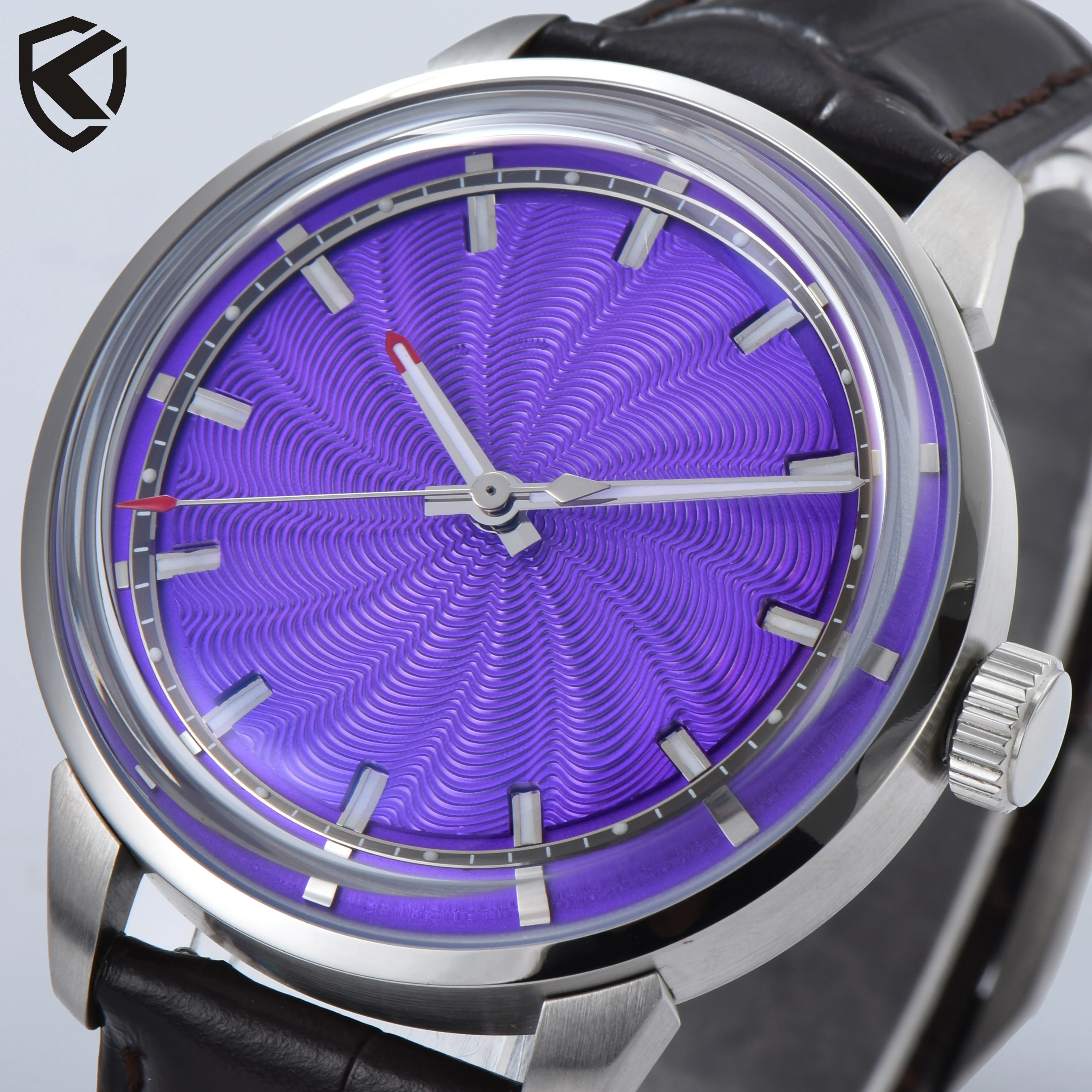 KOULUOLANG 42mm Luxury Men Purple Watch Fit Miyota 8215 Automatic Mechanical Movement 316L Stainless Steel High Hardness Glass