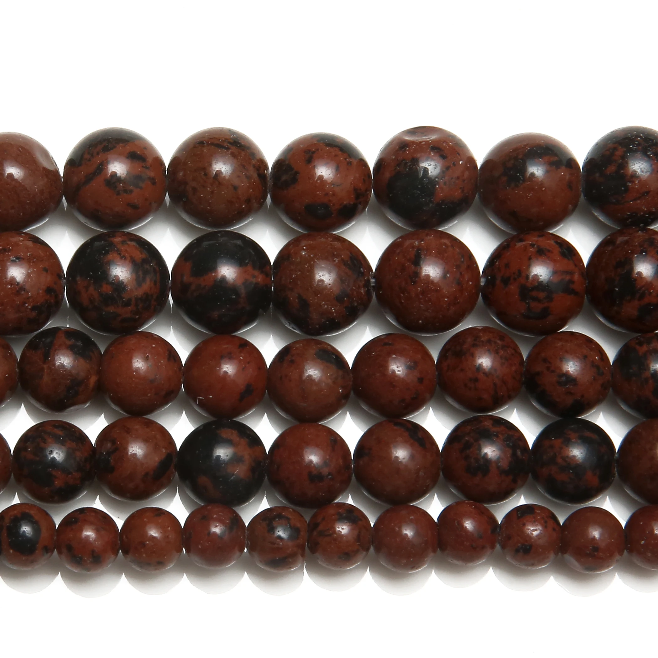 Natural Mahogany Obsidian Stone Round Beads 15\