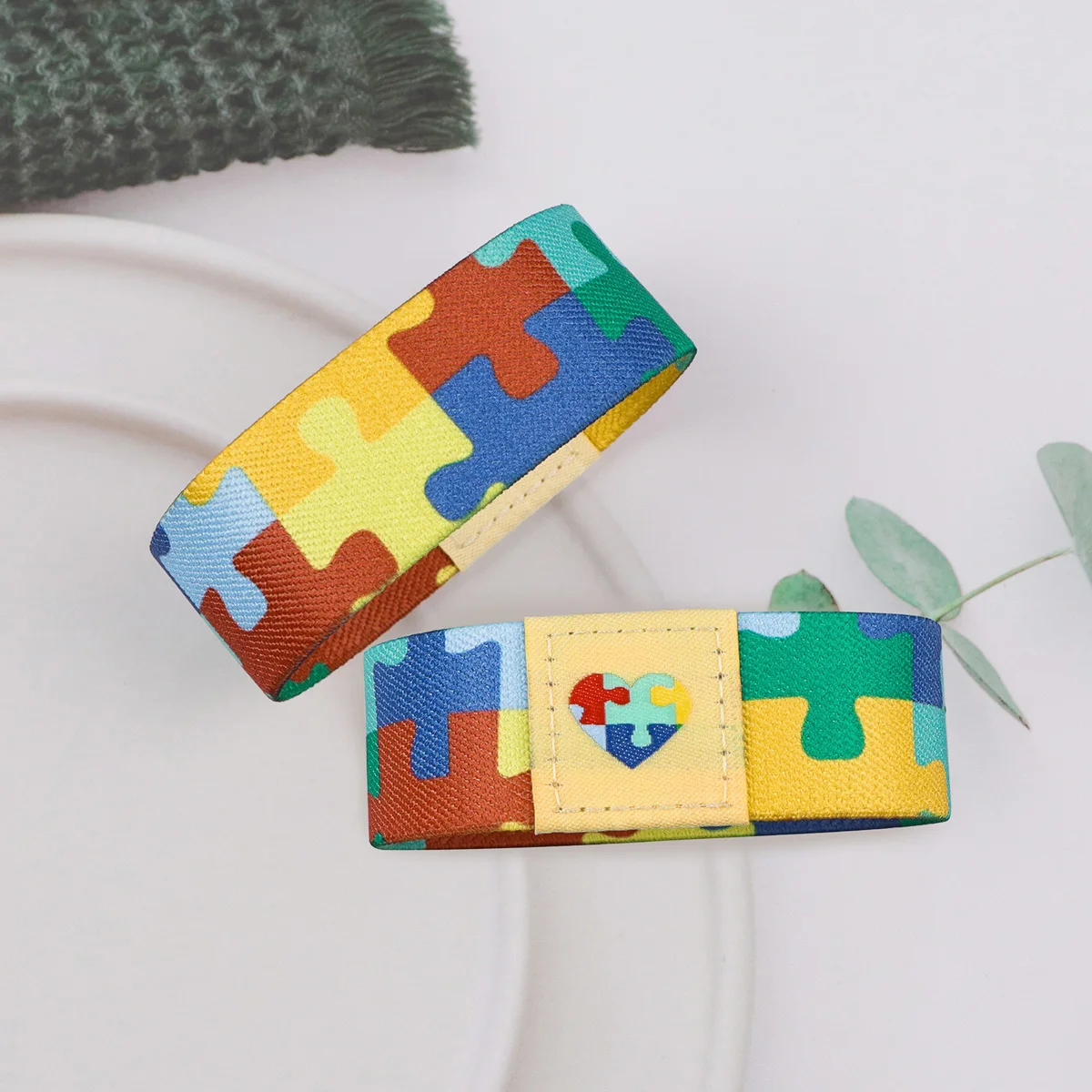 Autism Awareness Puzzle Bracelet for Women Armband Wristband Bracelets Bangle Cartoon Animals Accessories Fashion Bracelet Gifts