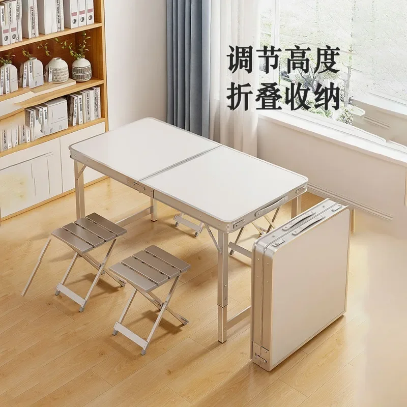 Rectangle portable foldable table, simple outdoor dining table