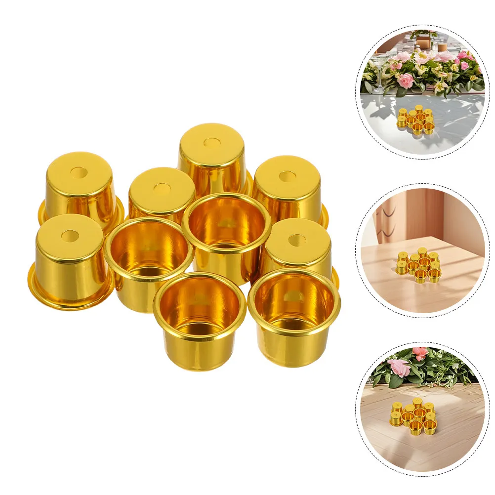 12Pcs Premium Aluminum Gold Cups Drip Proof Design for Wedding Table Decor Christmas Centerpiece Metal Candlestick