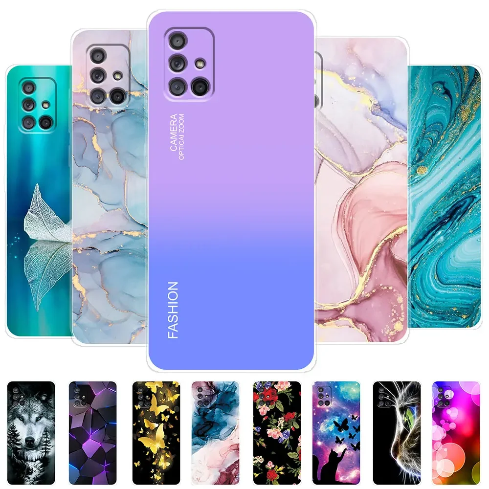 For Samsung Galaxy A71 Case Gradient Color Transparent Cases for Samsung A51 A515 A515F A 71 51 A51 Cover Silicone Back Bumper