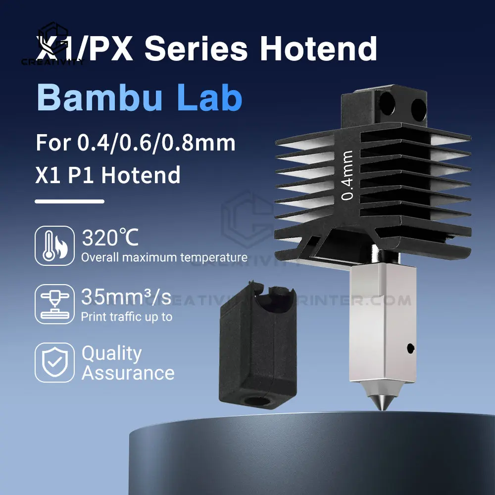 مجموعة فوهة Hotend من الفولاذ المقسى 0.4/0.6/0.8 مم من Bambu Lab لـ X1/X1C/P1P/P1S تتضمن كتلة سخان الثرمستور لمروحة التبريد #3