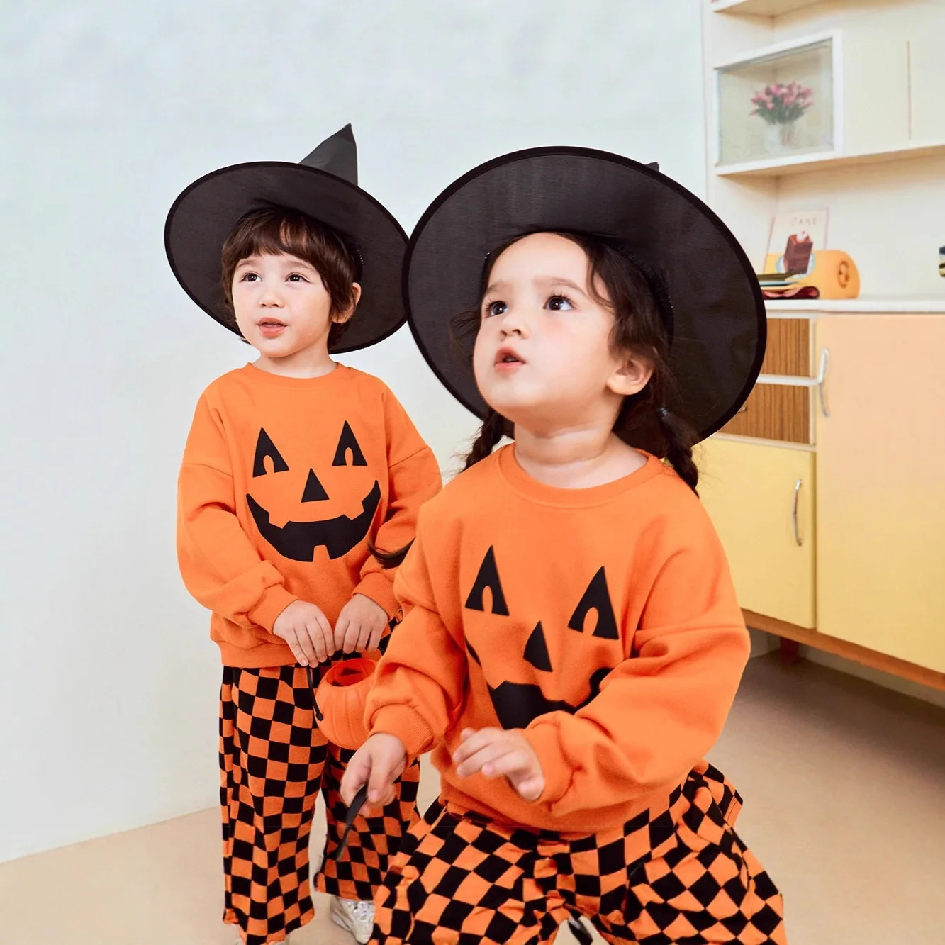 

25 New Halloween Pumpkin Shape Kids Set Kids Long Sleeve Set Kids Holiday Costume