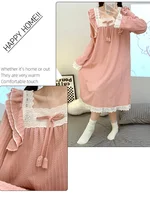 5XL Plus Size Long Sleeve Nightdress Women Spring and Autumn Ins Princess Long Loungewear Soft Comfortable Sleepwear Home Dress - Image 4