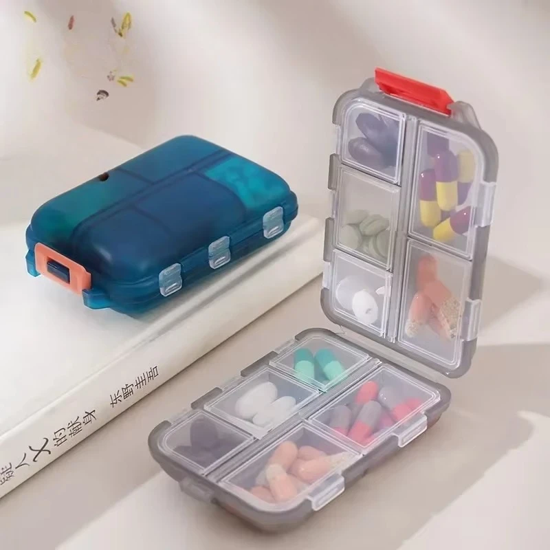 Double Layer Portable Small Pill Box 10 Compartments Sealed Pill Organizer Medicine Travel Storage Case Wholesale
