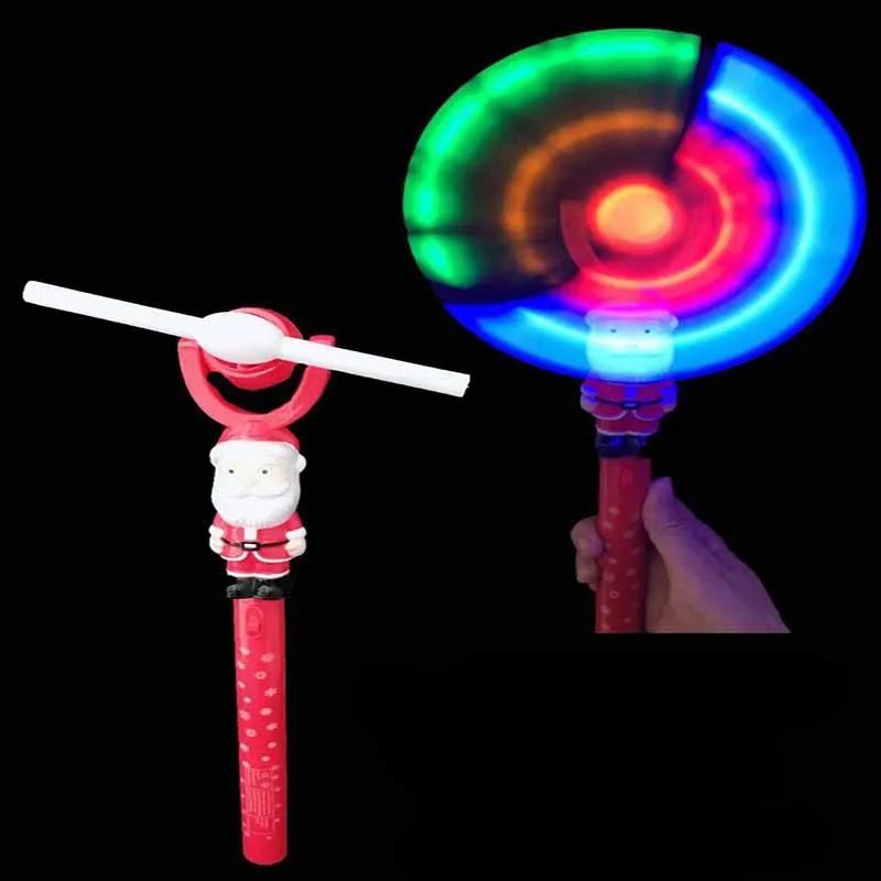 

Cartoon Cute Santa Claus With Lights Music Rotating Windmill Christmas Gift Creative Flash Stick Kids Light-emitting Toys Gifts