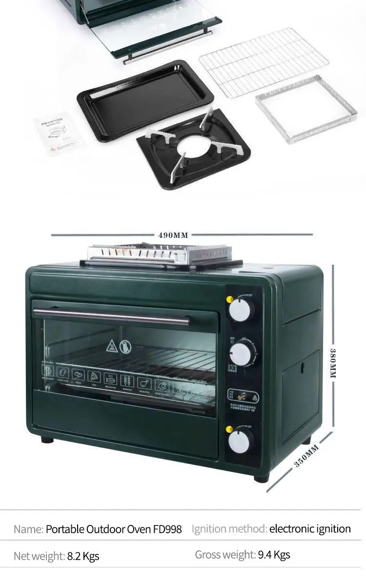 

Multifunctional Steel Outdoor Propane/Butane Pizza Oven & Camping Stove 2-in-1 Manual Portable Cassette for Baking