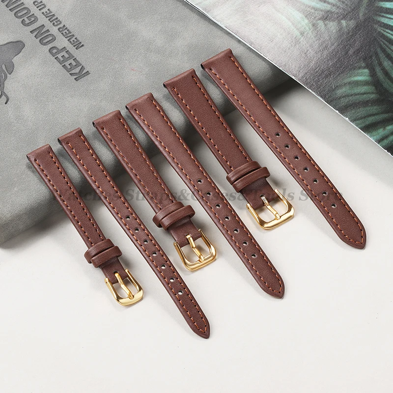 8mm 10mm 12mm 14mm 16mm 18mm 20mm 22mm 24mm PU Leather Watch Strap for Men Women Brown Thin Wrist Band Sport Universal Bracelets