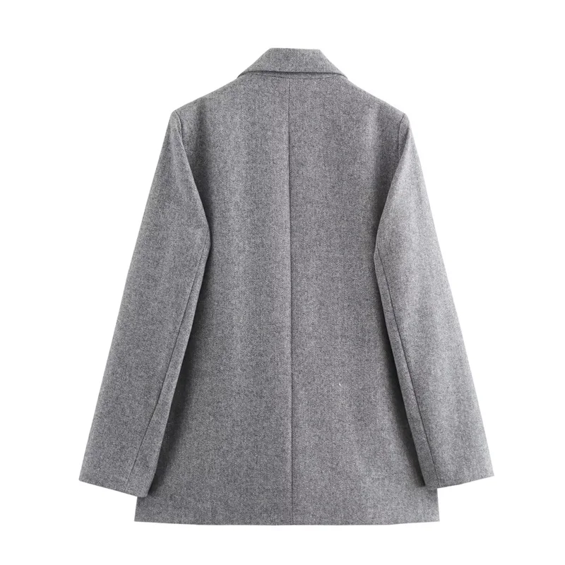 Blazer de sarga de Tweed para mujer, chaqueta informal de moda con un botón, ropa de calle elegante, abrigo para mujer 2024