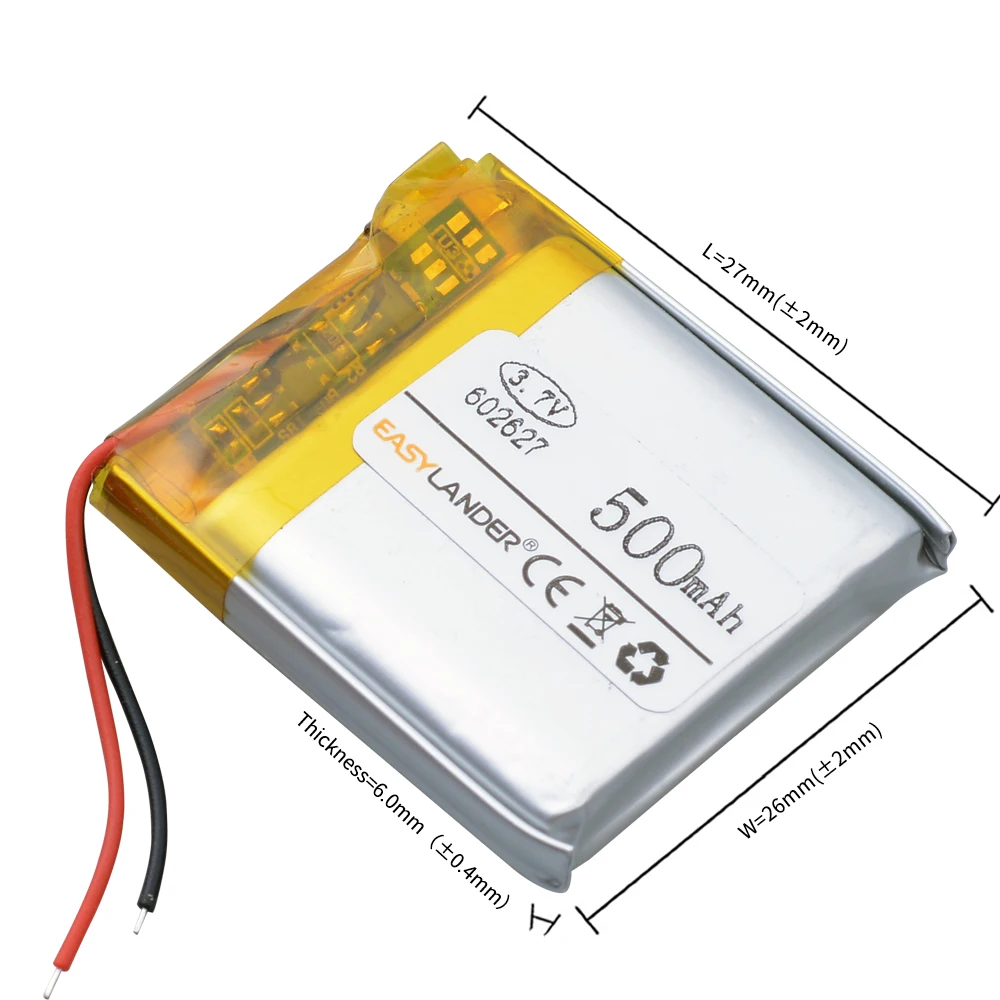 3.7V 500mAh 602627 602626 Rechargeable Lithium Li-ion Polymer Battery for SMART WATCH