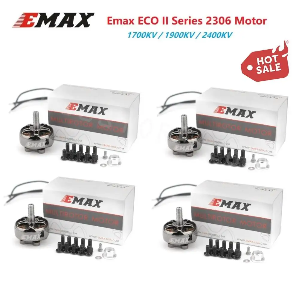 

1/2/4PCS Emax ECO II Series 2306 1700KV 1900KV 2400KV 3-6S Brushless Motor 4mm Bearing Shaft for RC Drone Quacopter FPV Racing