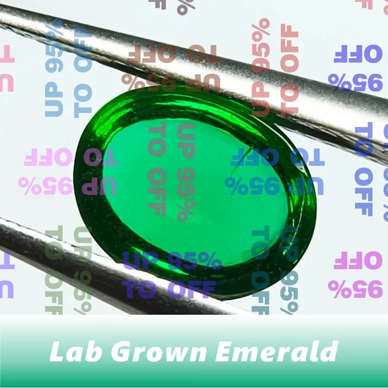 tabLab Grown Zambian Emerald Oval Smooth Surface Jewelry Production Main with Cracks Inclusions Inside Shape AGL Certificate
