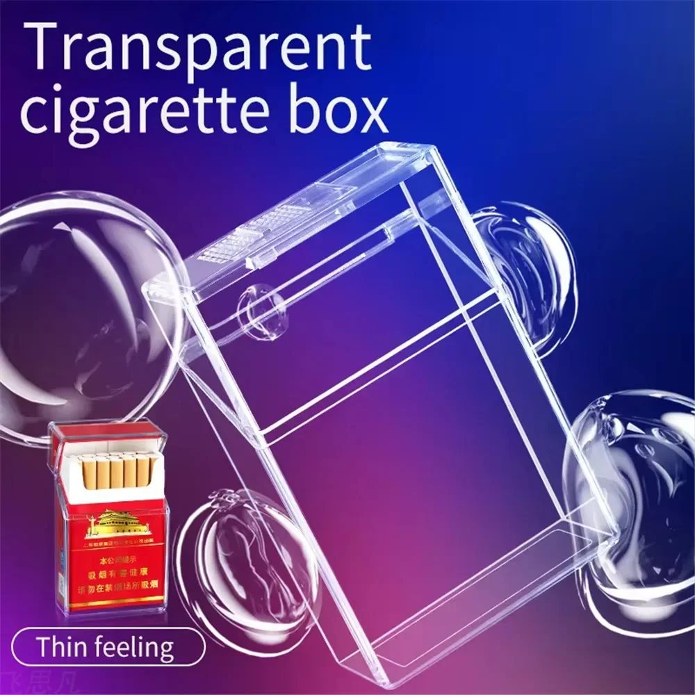 Transparent Portable Cigarette Case for Men 20Count Soft Hard Pack Universal FlipTop Cigarette Shell Cover Thickened Pressure