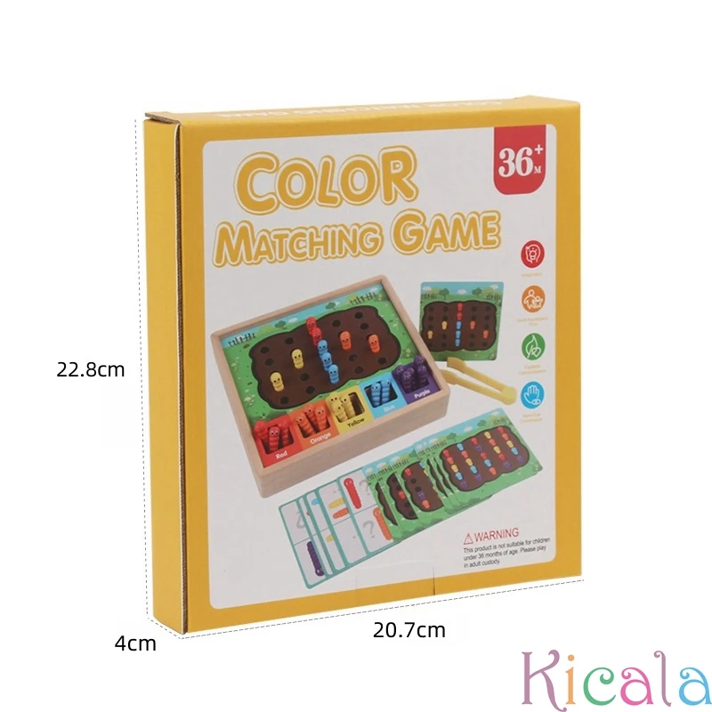 Wooden Educational Toy Color Sorting & Insect Catching Game For Ages 3-6 Enhances Color Recognition & Fine Motor Skills