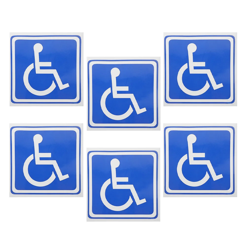 6 Sheets Disabled Signage Handicapped Tag Stickers Wheelchair for Car Flag Cars Decorate Person Decals