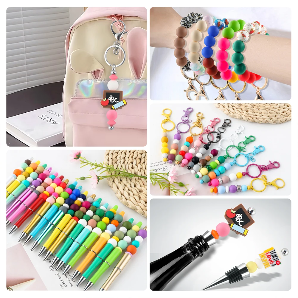 50Pcs/Lot 9/12/15mm Round Silicone Beads Chain Spacing Loose Beads For DIY Necklace Bracelets Jewelry Accessories